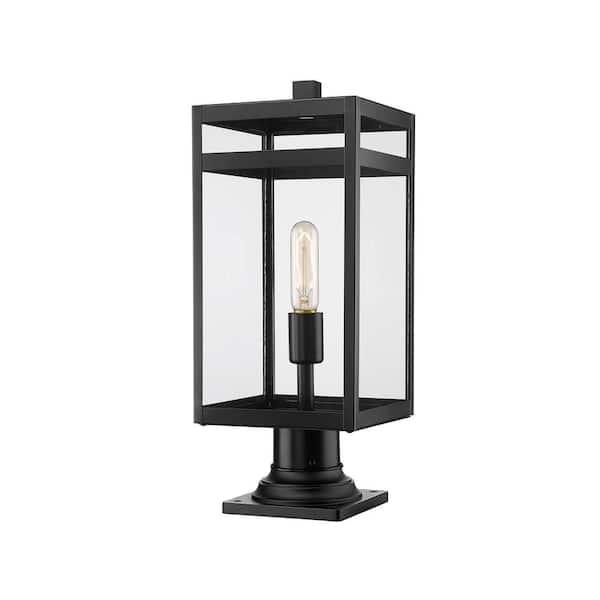 Unbranded Nuri 19 .75 in 1 Light Black Aluminum Hardwired Outdoor Weather Resistant Pier Mount Light with No Bulb Included
