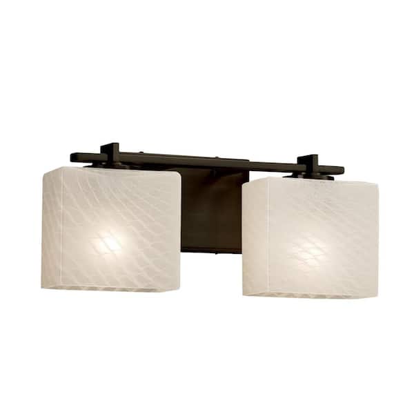 Justice Design Fusion Era 2-Light Dark Bronze Bath Light with Weave Shade