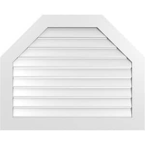 40 in. x 32 in. Octagonal Top Surface Mount PVC Gable Vent: Functional with Standard Frame