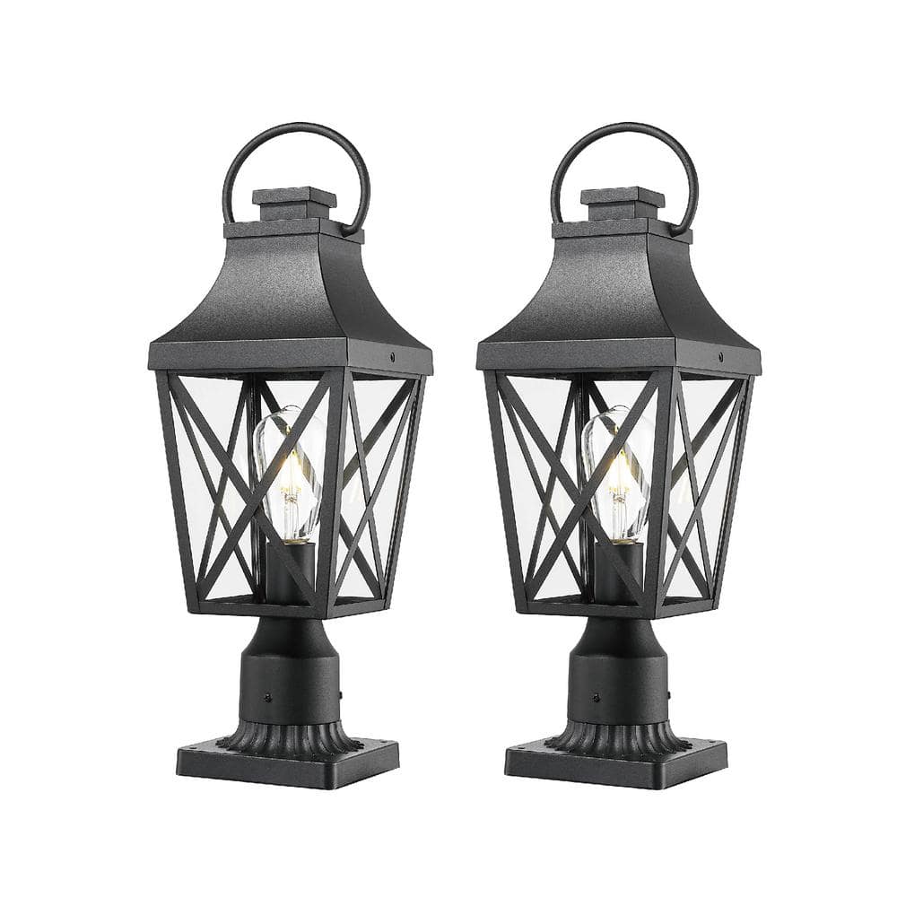 21.3 in. 1-Light Waterproof Black Outdoor Hardwired Wall Lantern Sconce wit