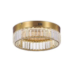 Stella Collection 13.75 in. W X 4.75 in. H Single Tier LED Flush Mount Brushed Brass