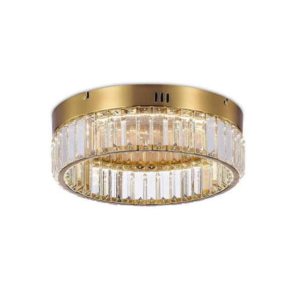 ARTCRAFT Stella Collection 13.75 in. W X 4.75 in. H Single Tier LED Flush Mount Brushed Brass