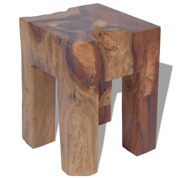 Dusty Brown Wood Outdoor Garden Stool Square