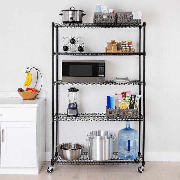 Seville Classics UltraDurable Heavy Duty NSF Solid Steel Wire Rack Storage  Unit, Organizer for Garage, Warehouse, Office, Restaurant, Classroom,  Kitchen, Silver, 5-Tier Shelving, 36 W x 14 D