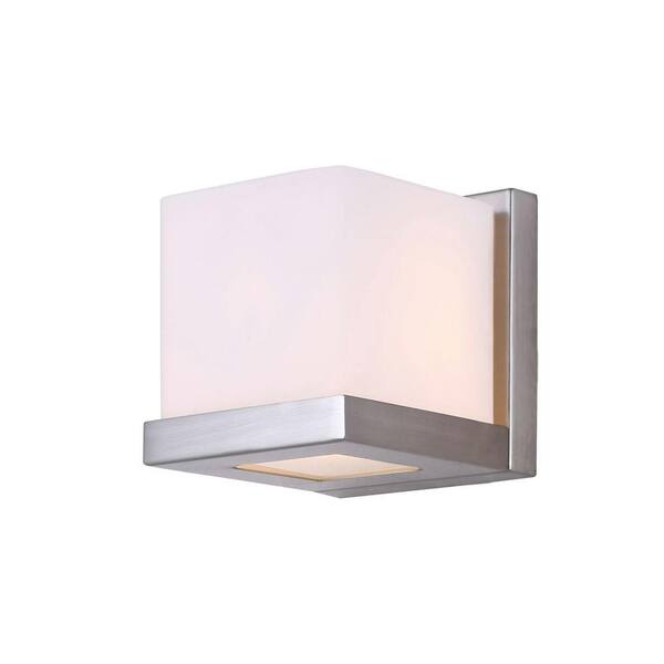 CANARM Denmark 1-Light Brushed Nickel Sconce with Flat Opal Glass