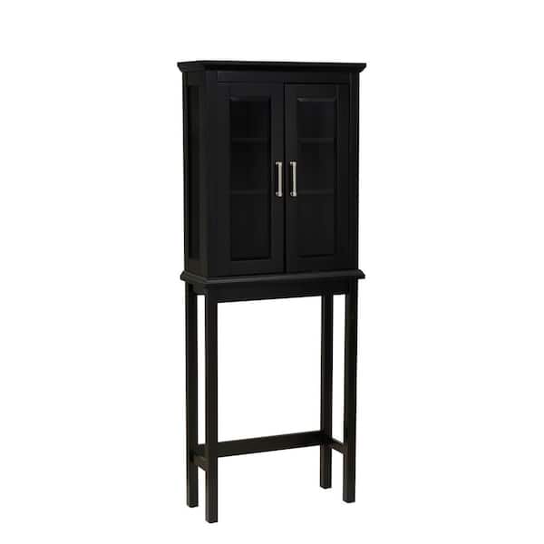 Tempe Space Saver 26 in. W x 67.13 in. H x 10.25 in. D Black Over The Toilet Storage with Shelves