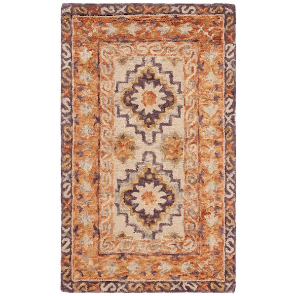 Aspen 4 ft. x 6 ft. Brown/Purple Geometric Medallion Area Rug