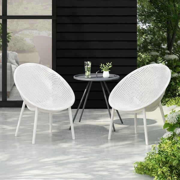 CHRISTOPHER KNIGHT HOME Gia Outdoor Patio Accent Chairs, Polypropelene White (Set of 2)
