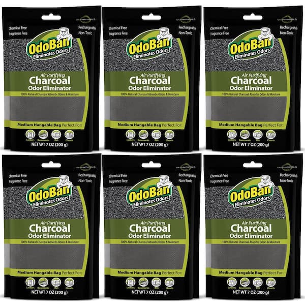 OdoBan 7 oz. Charcoal Odor Eliminator, Air Purifying Natural Non-Toxic Odor Remover and Moisture Absorber Bag 6 Pack