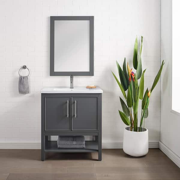Taylor 30 in. W x 18.5 in. D x 34.5 in. H Bath Vanity in Dark Gray with Ceramic Vanity Top in White with White Sink
