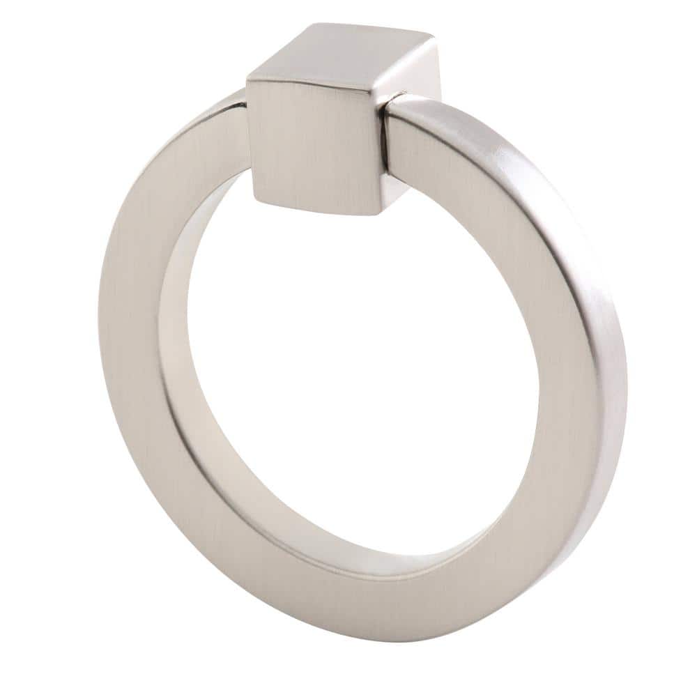 Brushed Nickel Modern Ring Pull with Mounting Hardware
