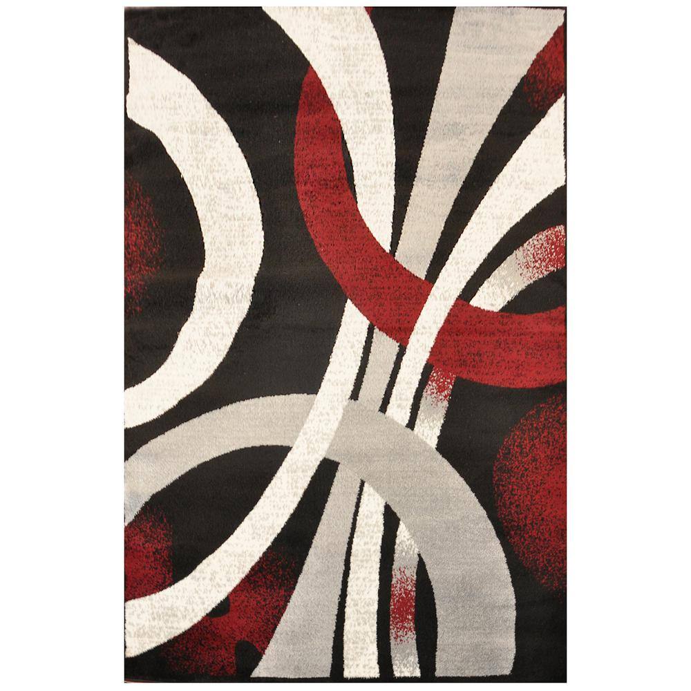 Msrugs Spinningfields Red/Black 5 ft. x 7 ft. Polypropylene Area Rug ...