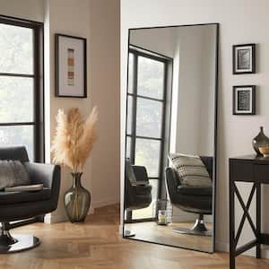24 in. W. x 71.2 in. H Modern Rectangle Aluminum Alloy Full Length Mirror Black Wall Mirror/Floor Mirror
