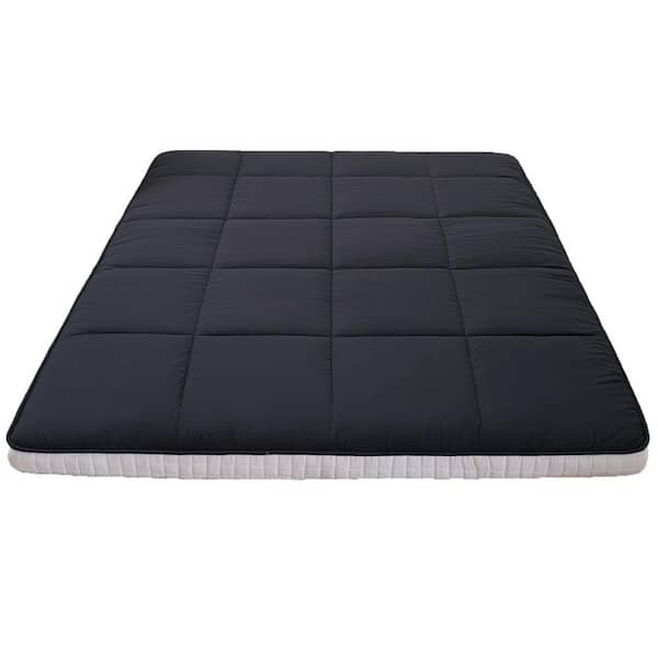 Afoxsos Foldable Queen Medium Memory Foam 4 in. Japanese Floor Mattress Sleeping Pad with Microfiber Filling for Adults