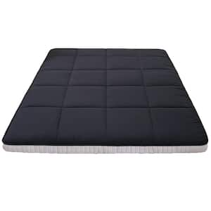 Foldable Queen Medium Memory Foam 4 in. Japanese Floor Mattress Sleeping Pad with Microfiber Filling for Adults