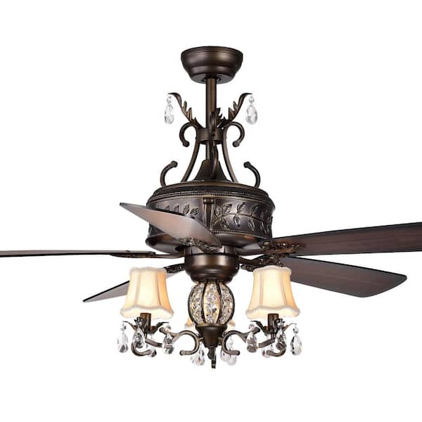 Warehouse of Tiffany Firtha 52 in. Bronze Indoor Remote Controlled Ceiling Fan with Light Kit