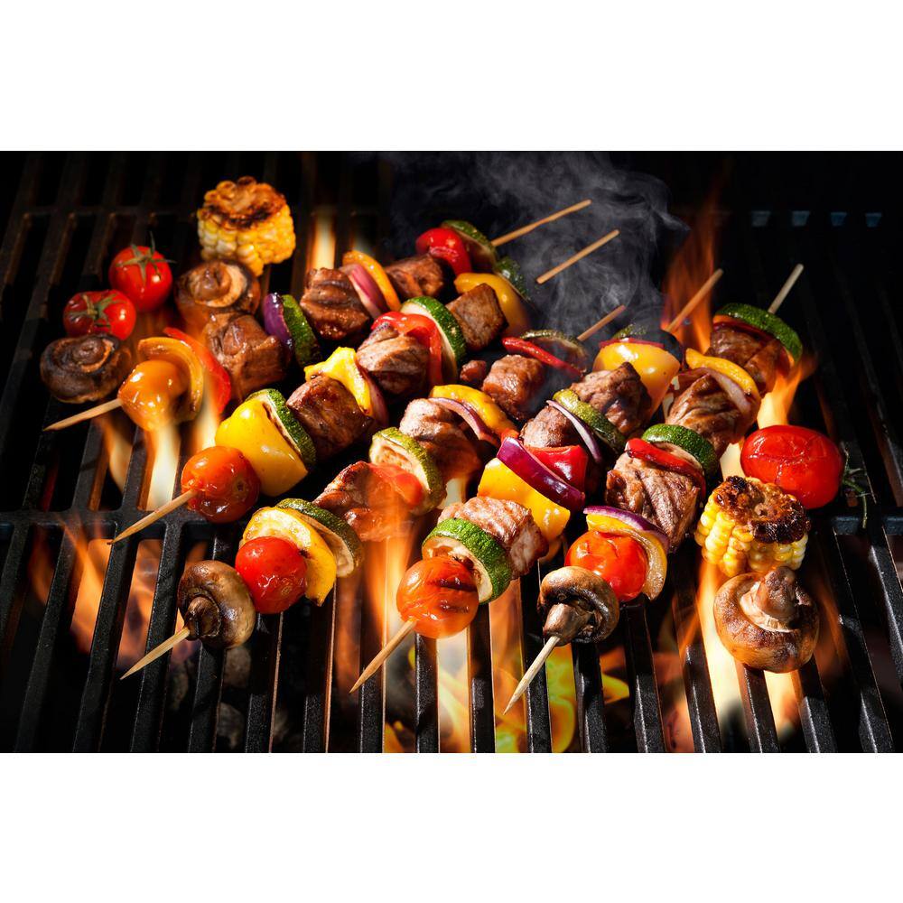 14-inch Steel and Bamboo Kabob Skewer Set
