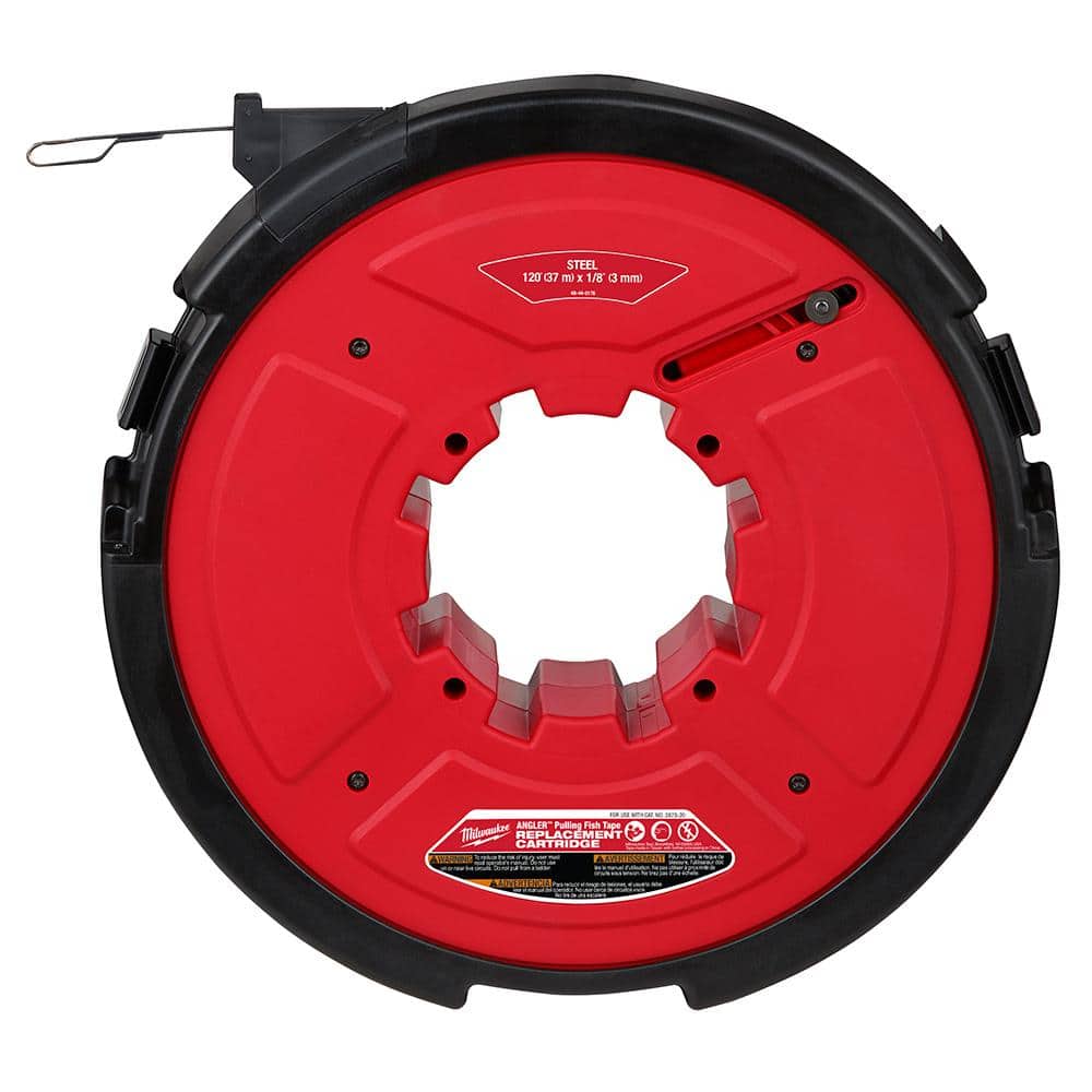 Milwaukee M18 Fuel Angler 120 ft. x 1/8 in. Steel Pulling Fish Tape Drum  48-44-5176 The Home Depot
