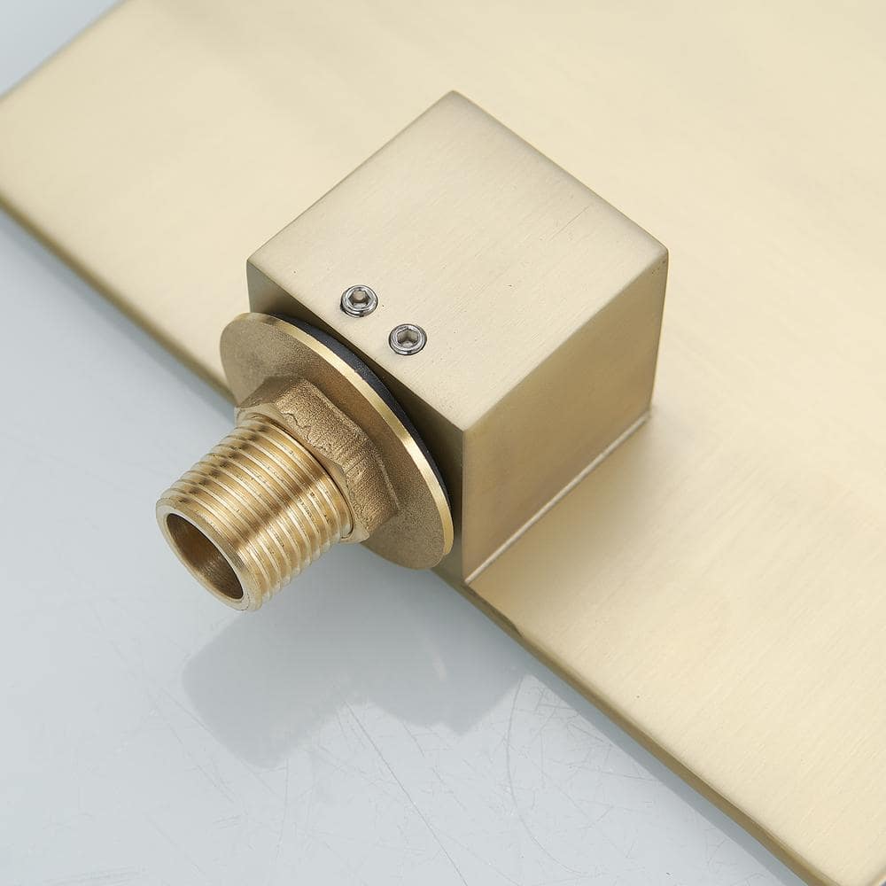 Brushed Gold Wall-Mount Waterfall Bathtub Faucet with Lever Handle