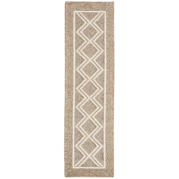 Vermont Beige/Ivory 2 ft. x 10 ft. Border Geometric Runner Rug