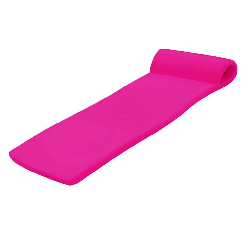 Flamingo Pink Foam Lounger with Roll Pillow