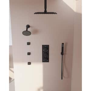 ZenithRain Shower System 8-Spray 12 and 6 in. Dual Wall Mount Fixed and Handheld Shower Head 2.5 GPM in Matte Black