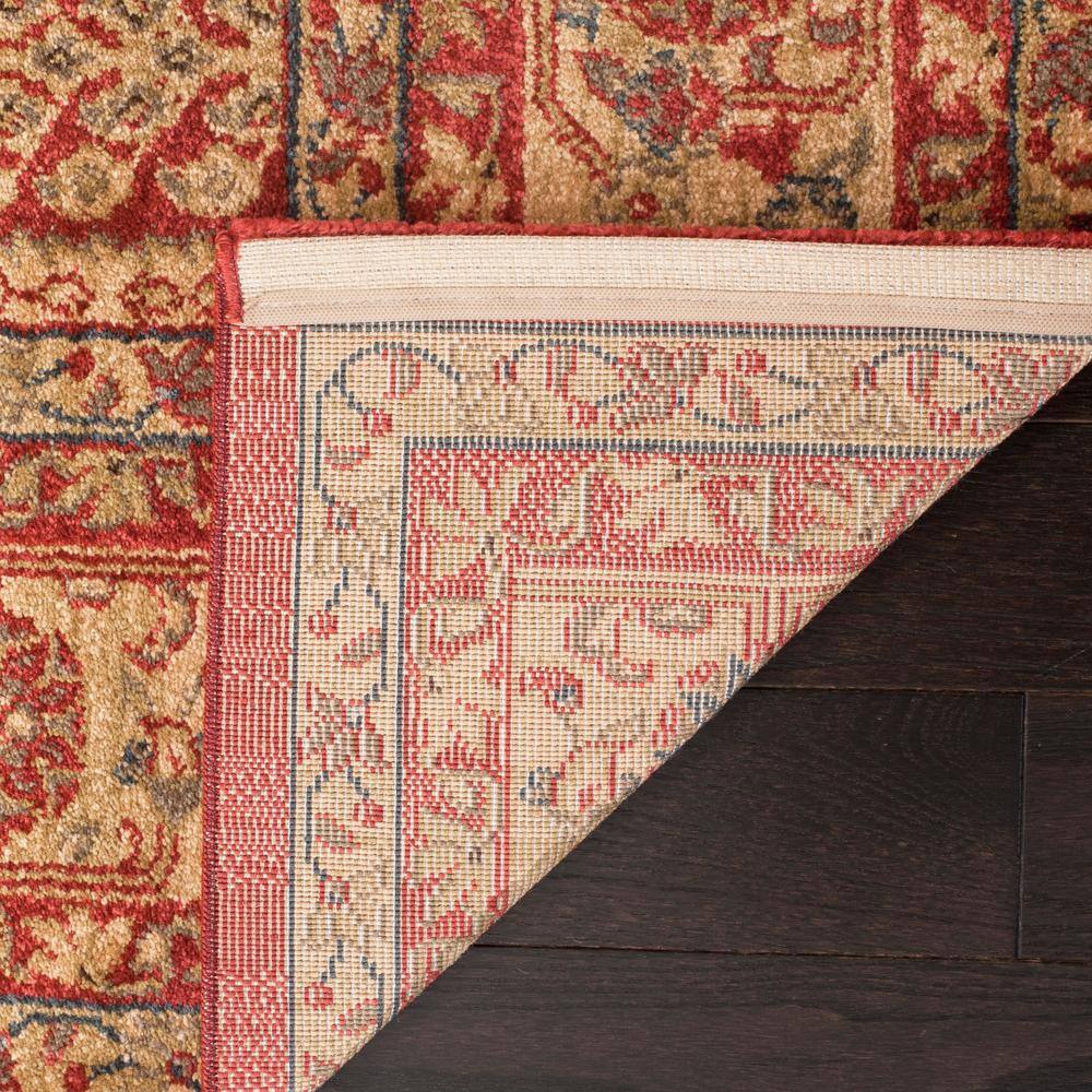 Red and Natural 9' x 12' Synthetic Reversible Oriental Area Rug