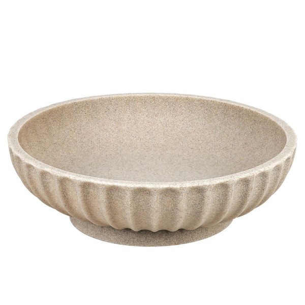 Beige Round Resin 10 in. Decorative Bowl 1-Pack for Kitchen Counter and Home Decor, Key Bowl for Entryway Table
