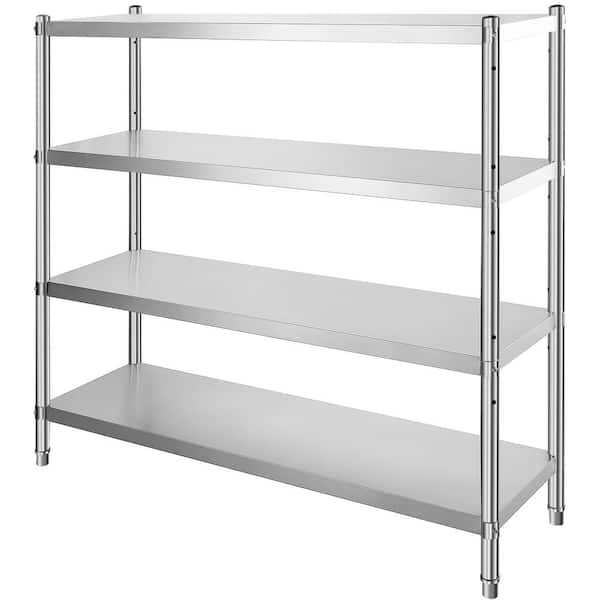SVOPES 60 x 18.5 In. 4-Tier Stainless Steel Shelving Unit, Adjustable Storage Rack, Kitchen Prep Table, Office, Garage