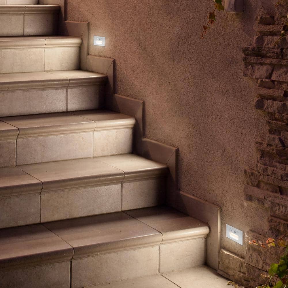 White Adjustable LED Motion Sensor Step Lights, 2-Pack