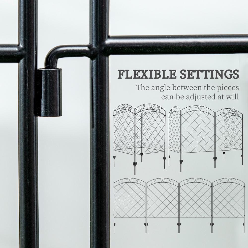 11.4' Black Steel Garden Fence Decorative Border