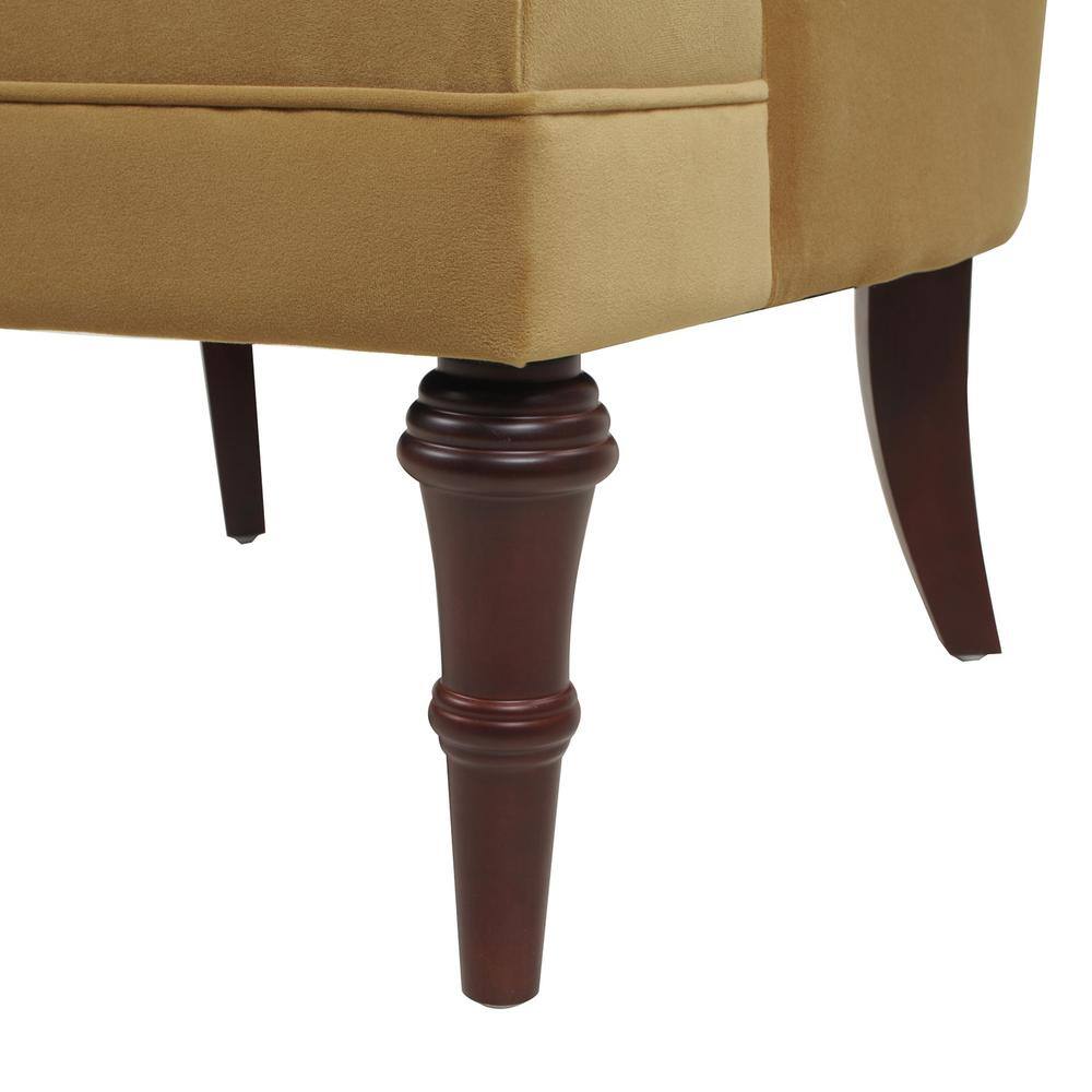 Gold Velvet Barrel Accent Chair with Wood Frame