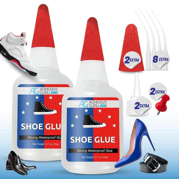 AG ADHESIVE GURU AG Shoe Glue 1.4 oz. Super Glue for Shoe Repair-Clear, Strong Bond for Rubber, Leather, Soles (0.7 oz./each, 2-Pack)
