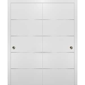 Planum 0020 36 in. x 96 in. Flush White Finished WoodSliding door with Closet Bypass Hardware