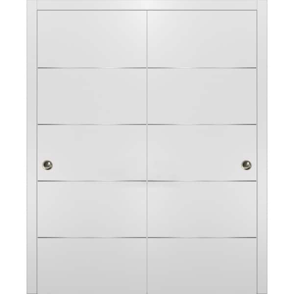 Sartodoors Planum 0020 36 in. x 96 in. Flush White Finished WoodSliding door with Closet Bypass Hardware