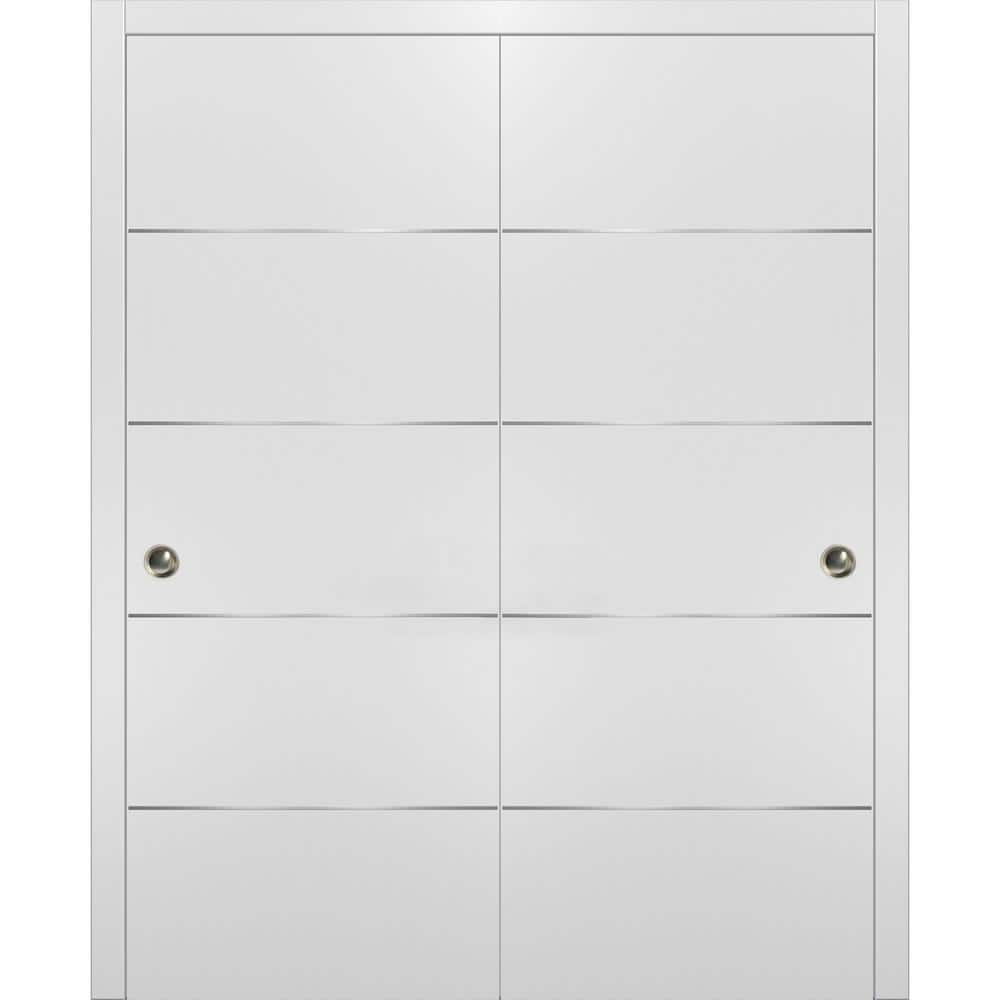 Assembly Required 56 in. x 96 in. Flush White Finished WoodSliding door with Closet Bypass Hardware price history on PriceWatchPro