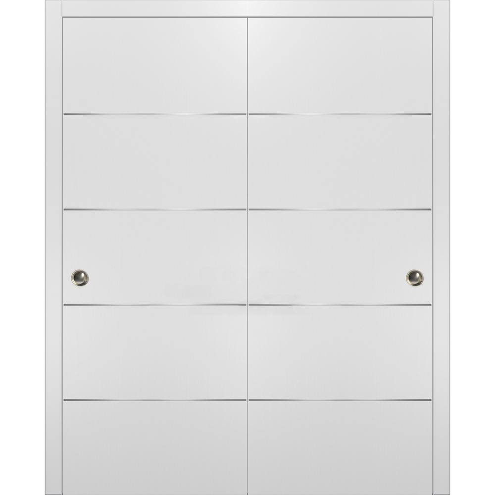Assembly Required 60 in. x 80 in. Flush White Finished WoodSliding door with Closet Bypass Hardware price history on PriceWatchPro