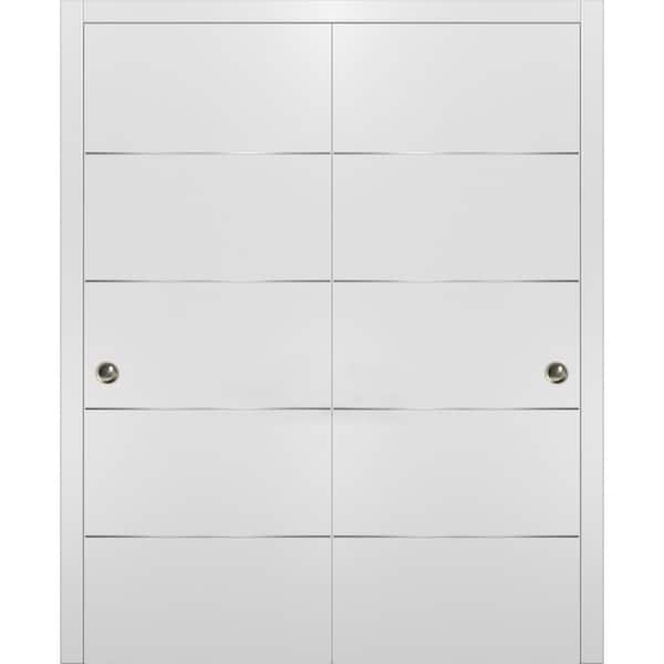 Planum 0020 84 in. x 80 in. Flush White Finished WoodSliding door with Closet Bypass Hardware