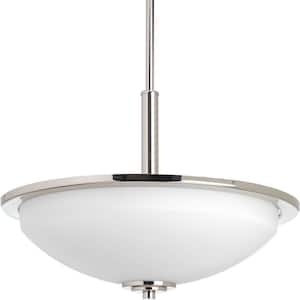 Replay 3-Light Polished Nickel Pendant with Etched White Glass