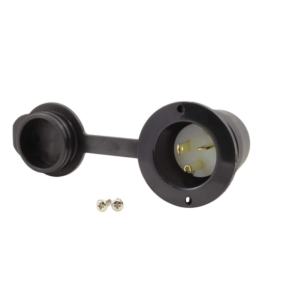 20-Amp 125-Volt NEMA 5-20P Flanged Power Input Inlet with Weather Cover