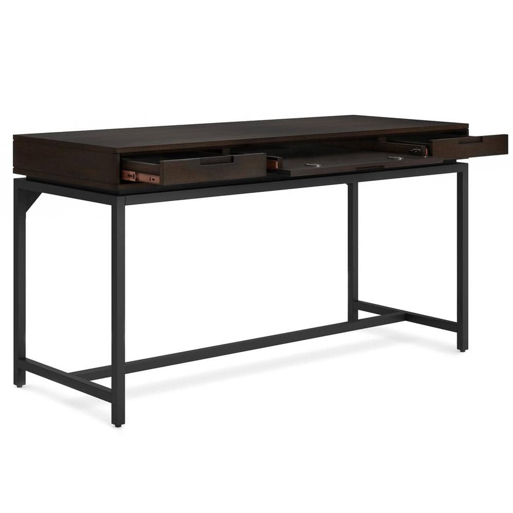 Hickory Brown Solid Rubberwood Industrial 60-Inch Desk