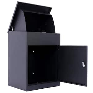Black Extra Large Galvanized Steel Parcel Mailbox Wall Mounted Lockable Anti-Theft Package Delivery Box