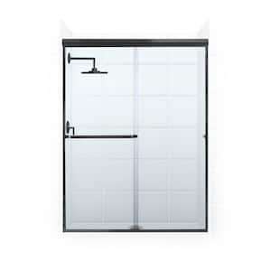 Paragon 3/16B Series 46 in. x 69 in. Semi-Frameless Sliding Shower Door with Towel Bar in Matte Black and Clear Glass