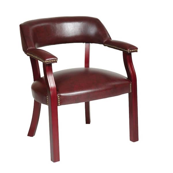 Office Star Products Jamestown Oxblood Brown Vinyl Guest Office Chair