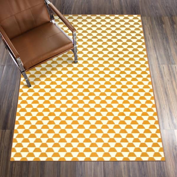 Yanis Yellow/Gold 5 ft. x 7 ft. Geometric Washable Area Rug