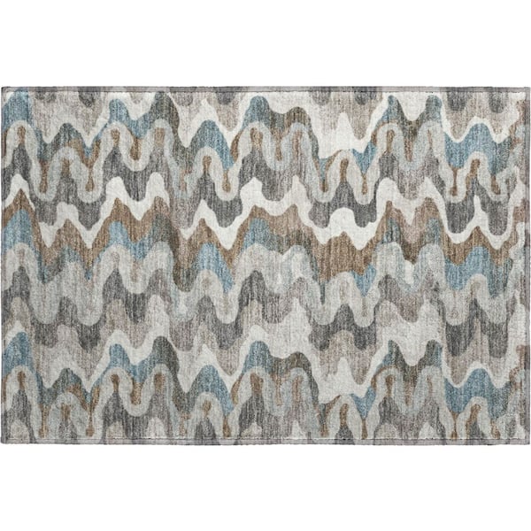 Mayfield Premium Machine Washable Abstract AMF2481 Ivory 2 ft. x 3 ft. Accent Rug