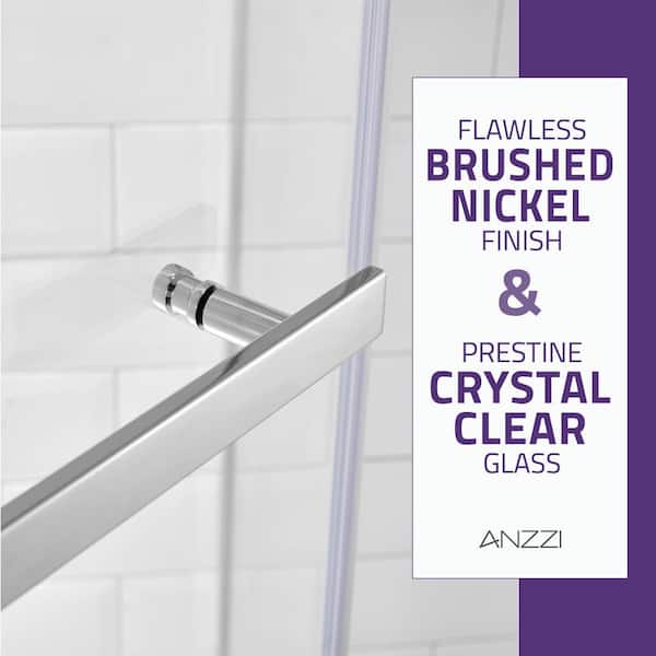ANZZI Romance 72-in. X 33.5-in. Frameless Swinging Shower Door In Matte Black - View #3