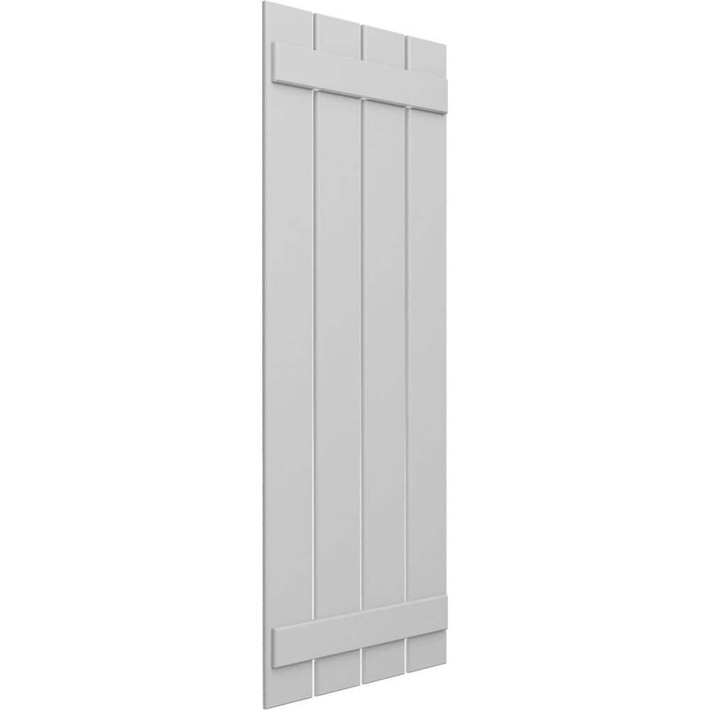 Ekena Millwork 23"W x 74"H True Fit PVC Four Board Spaced Board-n-Batten Shutters, Primed (Per Pair - Hardware Not Included)