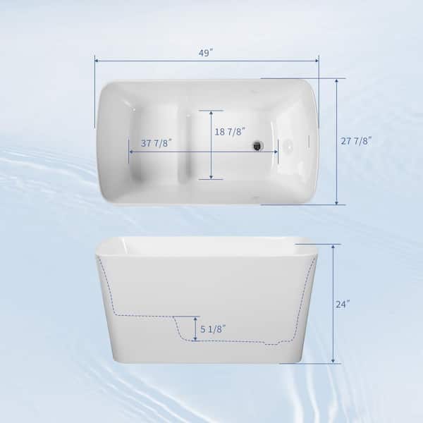 UPIKER Japanese Sit-in 49 in. x 28 in. Soaking White Bathtub with