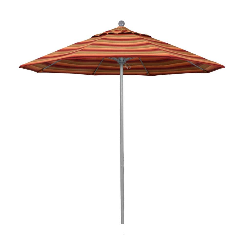 9 ft. Gray Woodgrain Aluminum Commercial Market Patio Umbrella Fiberglass Ribs and Push Lift in Astoria Sunset Sunbrella price history on PriceWatchPro